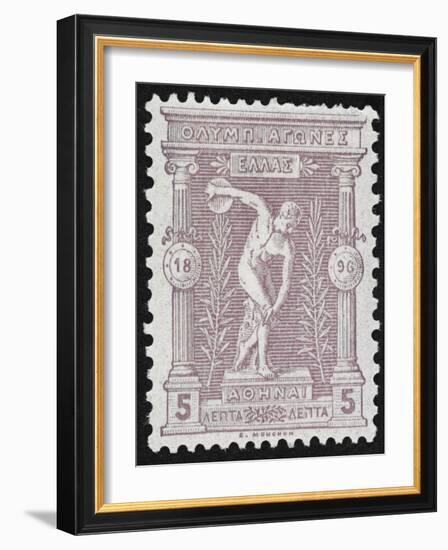 A Discus Thrower. Greece 1896 Olympic Games 5 Lepta Unused - Philatelic Collections,-null-Framed Giclee Print