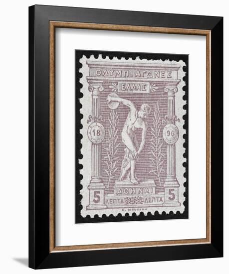 A Discus Thrower. Greece 1896 Olympic Games 5 Lepta Unused - Philatelic Collections,-null-Framed Giclee Print