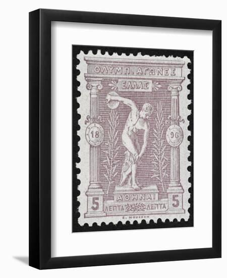 A Discus Thrower. Greece 1896 Olympic Games 5 Lepta Unused - Philatelic Collections,-null-Framed Giclee Print