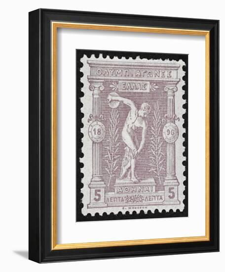 A Discus Thrower. Greece 1896 Olympic Games 5 Lepta Unused - Philatelic Collections,-null-Framed Giclee Print