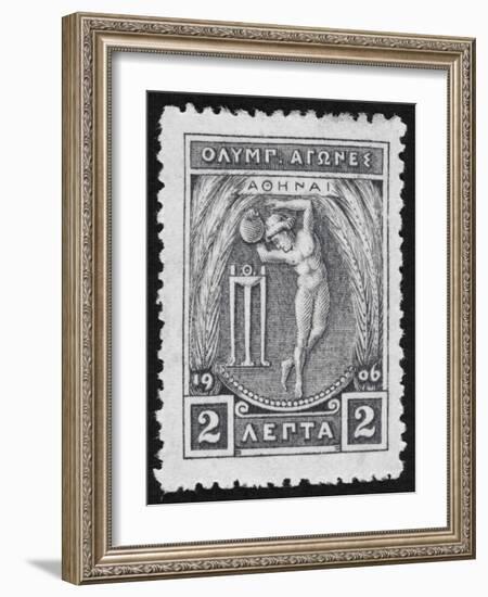 A Discus Thrower. Greece 1906 Olympic Games 2 Lepta, Unused-null-Framed Giclee Print