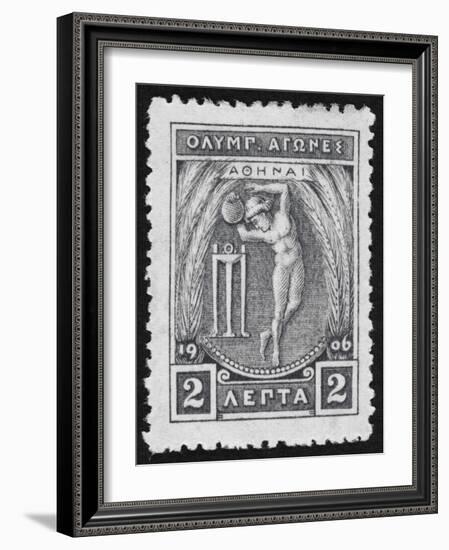 A Discus Thrower. Greece 1906 Olympic Games 2 Lepta, Unused-null-Framed Giclee Print