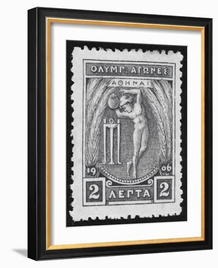 A Discus Thrower. Greece 1906 Olympic Games 2 Lepta, Unused-null-Framed Giclee Print