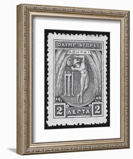 A Discus Thrower. Greece 1906 Olympic Games 2 Lepta, Unused-null-Framed Giclee Print