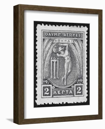 A Discus Thrower. Greece 1906 Olympic Games 2 Lepta, Unused-null-Framed Giclee Print