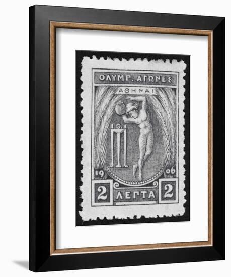 A Discus Thrower. Greece 1906 Olympic Games 2 Lepta, Unused-null-Framed Giclee Print