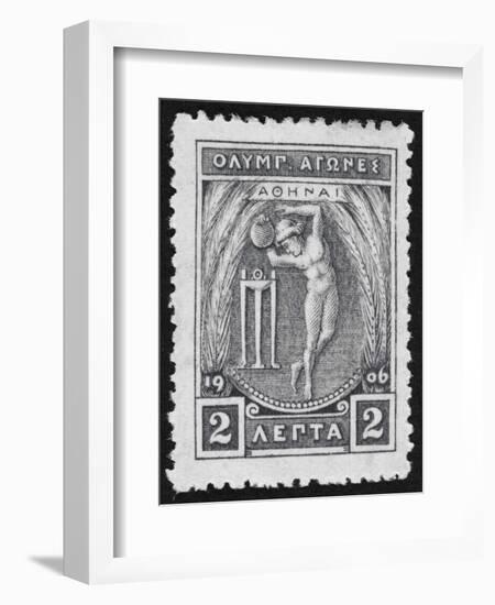 A Discus Thrower. Greece 1906 Olympic Games 2 Lepta, Unused-null-Framed Giclee Print