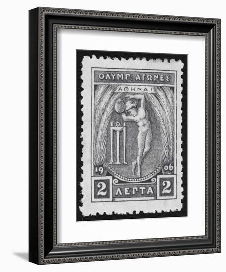 A Discus Thrower. Greece 1906 Olympic Games 2 Lepta, Unused-null-Framed Giclee Print