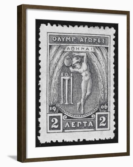 A Discus Thrower. Greece 1906 Olympic Games 2 Lepta, Unused-null-Framed Giclee Print