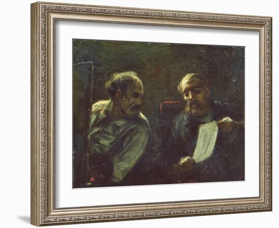 A Discussion in the Studio, 1852-55-Honore Daumier-Framed Giclee Print