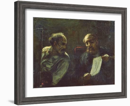 A Discussion in the Studio, 1852-55-Honore Daumier-Framed Giclee Print