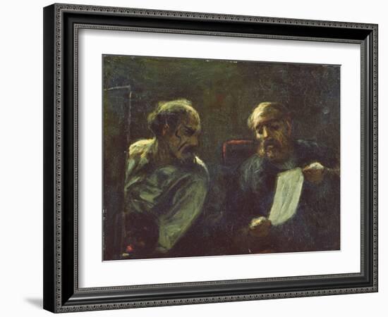 A Discussion in the Studio, 1852-55-Honore Daumier-Framed Giclee Print