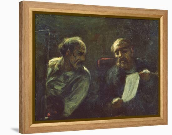 A Discussion in the Studio, 1852-55-Honore Daumier-Framed Premier Image Canvas