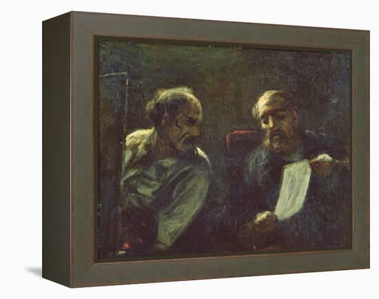 A Discussion in the Studio, 1852-55-Honore Daumier-Framed Premier Image Canvas