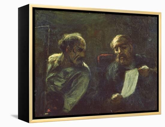 A Discussion in the Studio, 1852-55-Honore Daumier-Framed Premier Image Canvas