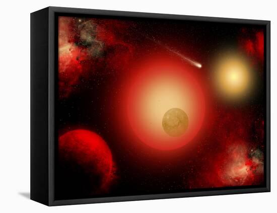 A Distant Binary Star System Located Within the Milky Way-Stocktrek Images-Framed Premier Image Canvas