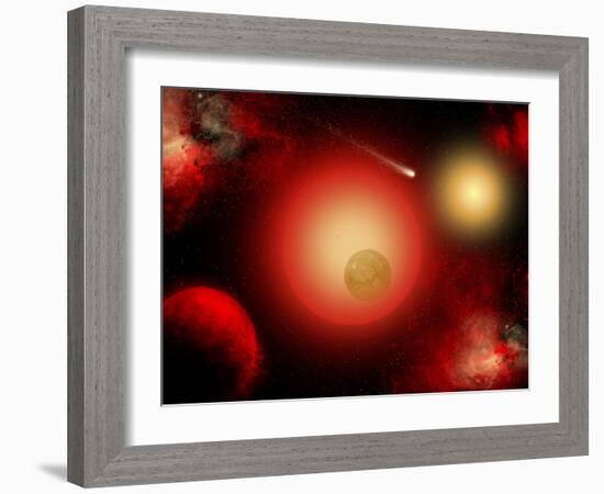 A Distant Binary Star System Located Within the Milky Way-Stocktrek Images-Framed Photographic Print