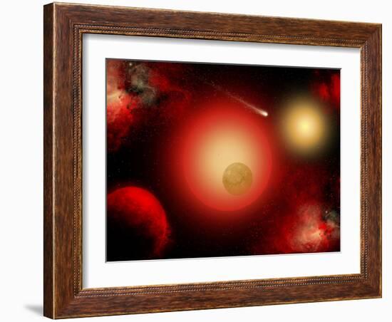 A Distant Binary Star System Located Within the Milky Way-Stocktrek Images-Framed Photographic Print