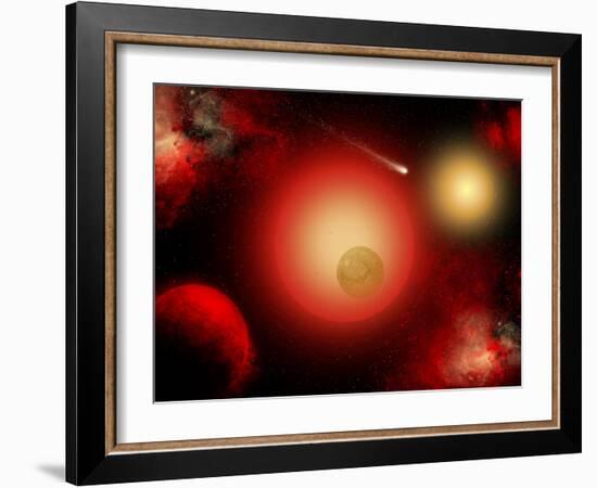 A Distant Binary Star System Located Within the Milky Way-Stocktrek Images-Framed Photographic Print