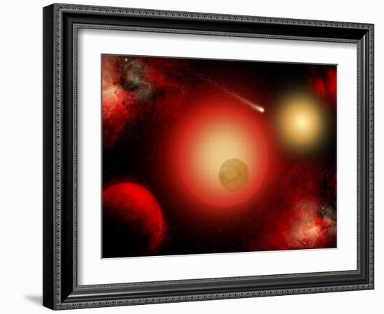 A Distant Binary Star System Located Within the Milky Way-Stocktrek Images-Framed Photographic Print