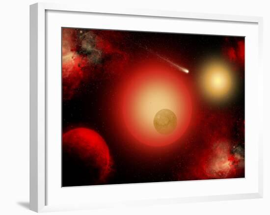 A Distant Binary Star System Located Within the Milky Way-Stocktrek Images-Framed Photographic Print