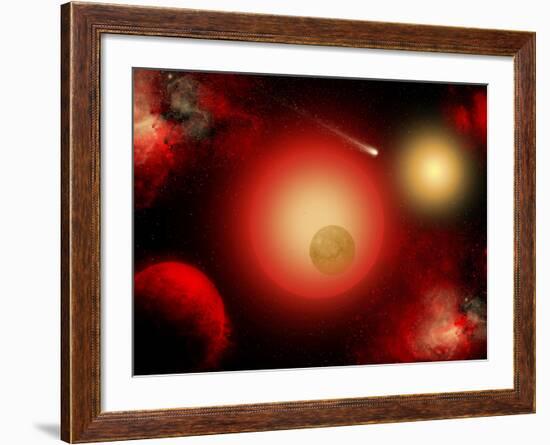 A Distant Binary Star System Located Within the Milky Way-Stocktrek Images-Framed Photographic Print