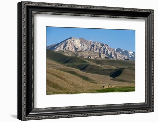 A Distant House in the Grasslands with Views of Mountains in the Distance, Bamiyan Province-Alex Treadway-Framed Photographic Print