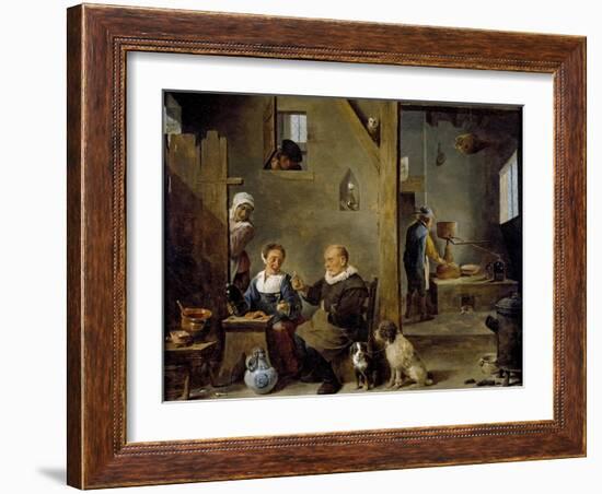 A Distillery with an Elderly Man Buying Gin from a Woman, C. 1640-49-David the Younger Teniers-Framed Giclee Print