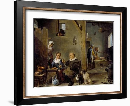 A Distillery with an Elderly Man Buying Gin from a Woman, C. 1640-49-David the Younger Teniers-Framed Giclee Print