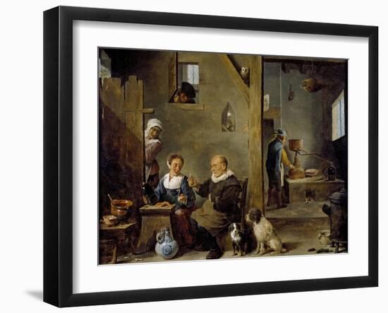 A Distillery with an Elderly Man Buying Gin from a Woman, C. 1640-49-David the Younger Teniers-Framed Giclee Print