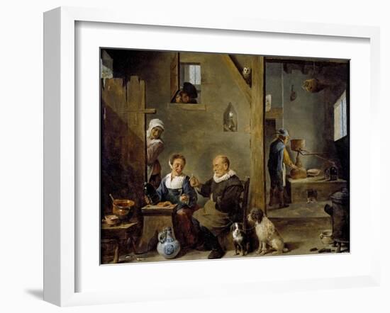 A Distillery with an Elderly Man Buying Gin from a Woman, C. 1640-49-David the Younger Teniers-Framed Giclee Print