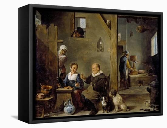 A Distillery with an Elderly Man Buying Gin from a Woman, C. 1640-49-David the Younger Teniers-Framed Premier Image Canvas