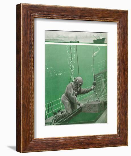 'A Diver Working Under Enormous Pressure', 1935-Unknown-Framed Giclee Print