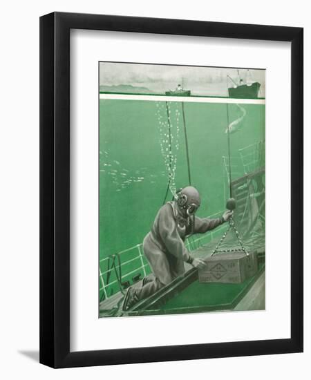 'A Diver Working Under Enormous Pressure', 1935-Unknown-Framed Giclee Print