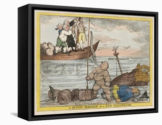 A Diving Machine on a New Constitution, Pub. 1806 (Hand Coloured Engraving)-Thomas Rowlandson-Framed Premier Image Canvas