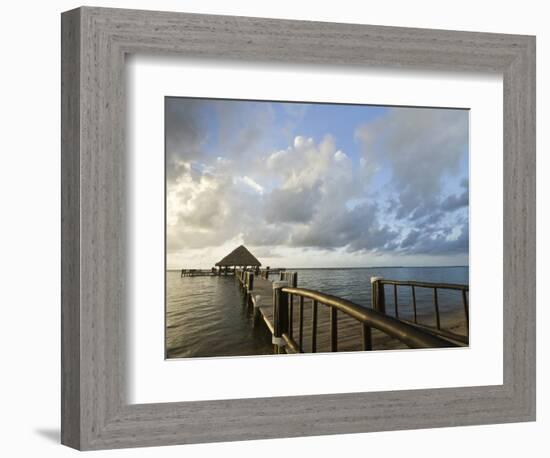 A Dock and Palapa, Placencia, Belize-William Sutton-Framed Photographic Print