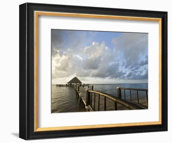 A Dock and Palapa, Placencia, Belize-William Sutton-Framed Photographic Print