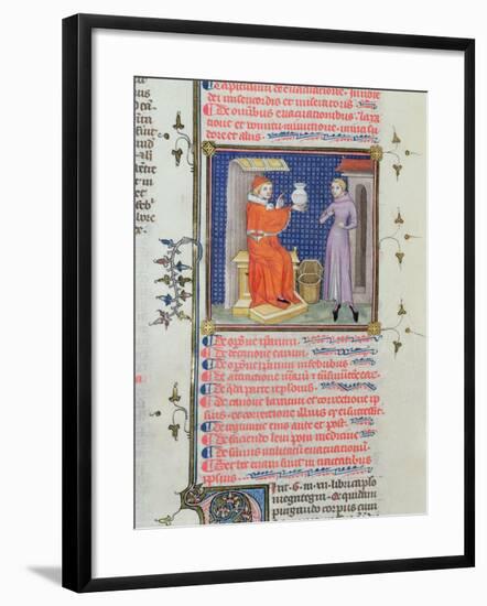 A Doctor Performing a Urine Analysis, from a Manuscript by Rhazes-null-Framed Giclee Print