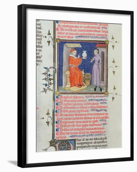 A Doctor Performing a Urine Analysis, from a Manuscript by Rhazes-null-Framed Giclee Print