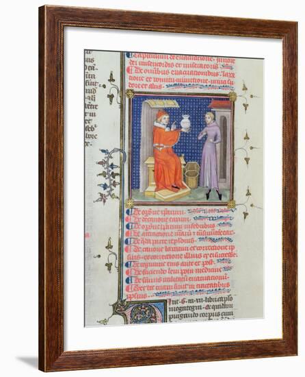 A Doctor Performing a Urine Analysis, from a Manuscript by Rhazes-null-Framed Giclee Print