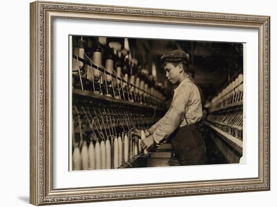 A Doffer Replaces Full Bobbins at Globe Cotton Mill, Augusta, Georgia, 1909-Lewis Wickes Hine-Framed Photographic Print