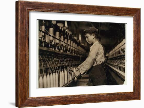 A Doffer Replaces Full Bobbins at Globe Cotton Mill, Augusta, Georgia, 1909-Lewis Wickes Hine-Framed Photographic Print