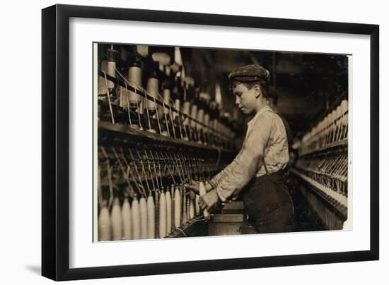 A Doffer Replaces Full Bobbins at Globe Cotton Mill, Augusta, Georgia, 1909-Lewis Wickes Hine-Framed Photographic Print