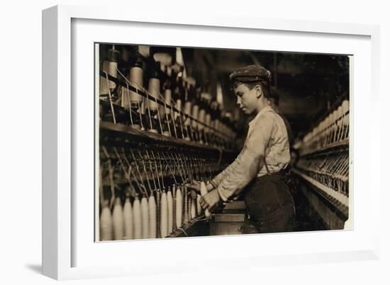 A Doffer Replaces Full Bobbins at Globe Cotton Mill, Augusta, Georgia, 1909-Lewis Wickes Hine-Framed Photographic Print