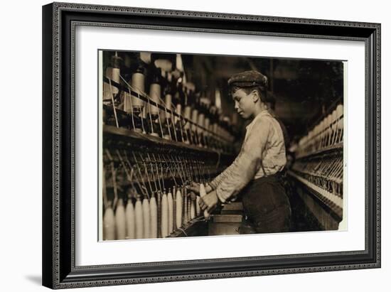 A Doffer Replaces Full Bobbins at Globe Cotton Mill, Augusta, Georgia, 1909-Lewis Wickes Hine-Framed Photographic Print