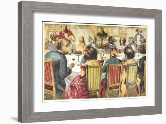 A Dog Dinner Party-null-Framed Giclee Print