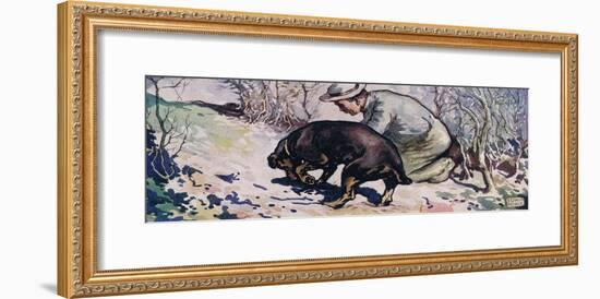 A Dog Helping a Man to Forage-John Edwin Noble-Framed Giclee Print