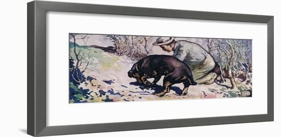 A Dog Helping a Man to Forage-John Edwin Noble-Framed Giclee Print