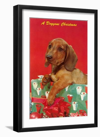 A Doggone Christmas, Dachshund-null-Framed Art Print