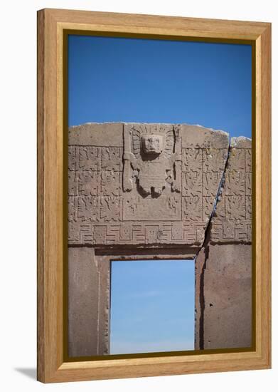 A Doorway in the Ancient City of Tiwanaku-Alex Saberi-Framed Premier Image Canvas